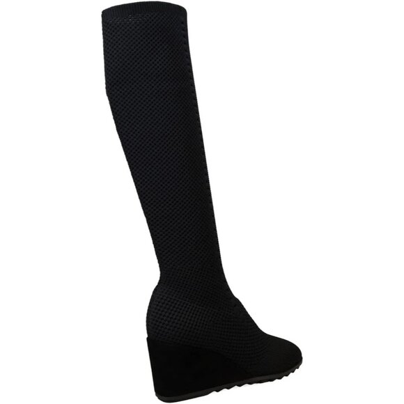 Eileen Fisher Kasana Tall Wedge Knit Boots Black Size 8 New - Picture 9 of 11